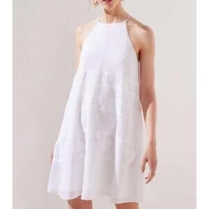 LOFT White Halter Mini Tent Dress Gauze Cotton Viscose Size S